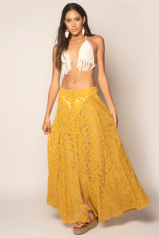 Hot Mustard Lace Skirt