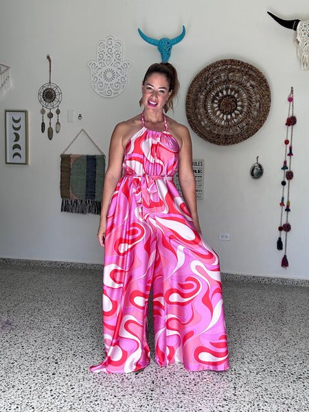 Braided Coral Jumpsuit